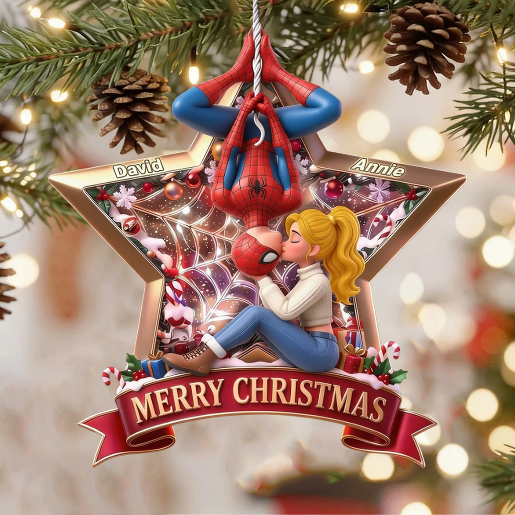 Personalized Acrylic Ornament Merry Christmas Star Gift for Couple Ornament GradoCreations