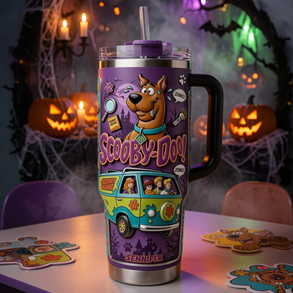 Personalized Scooby-Doo Tumbler with Handle - Halloween Gift for Movie Fans Tumbler GradoCreations