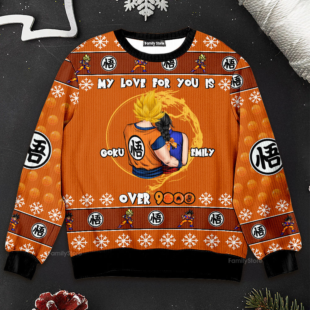 Personalized Over 9000 Ugly Sweater Gift for Couples