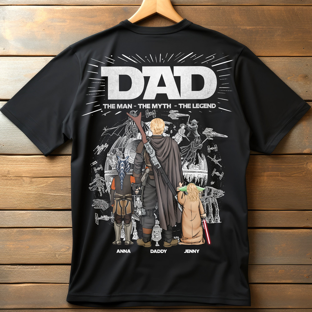 Personalized Star Wars Dad T-shirt Custom Family Names Gift for Father's Day