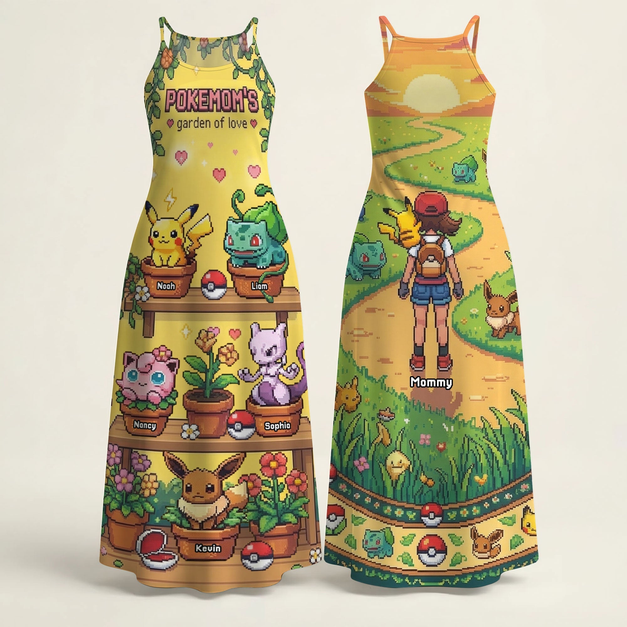 Personalized Pokemon Maxi Dress Gift for Mom, Movie Fans
