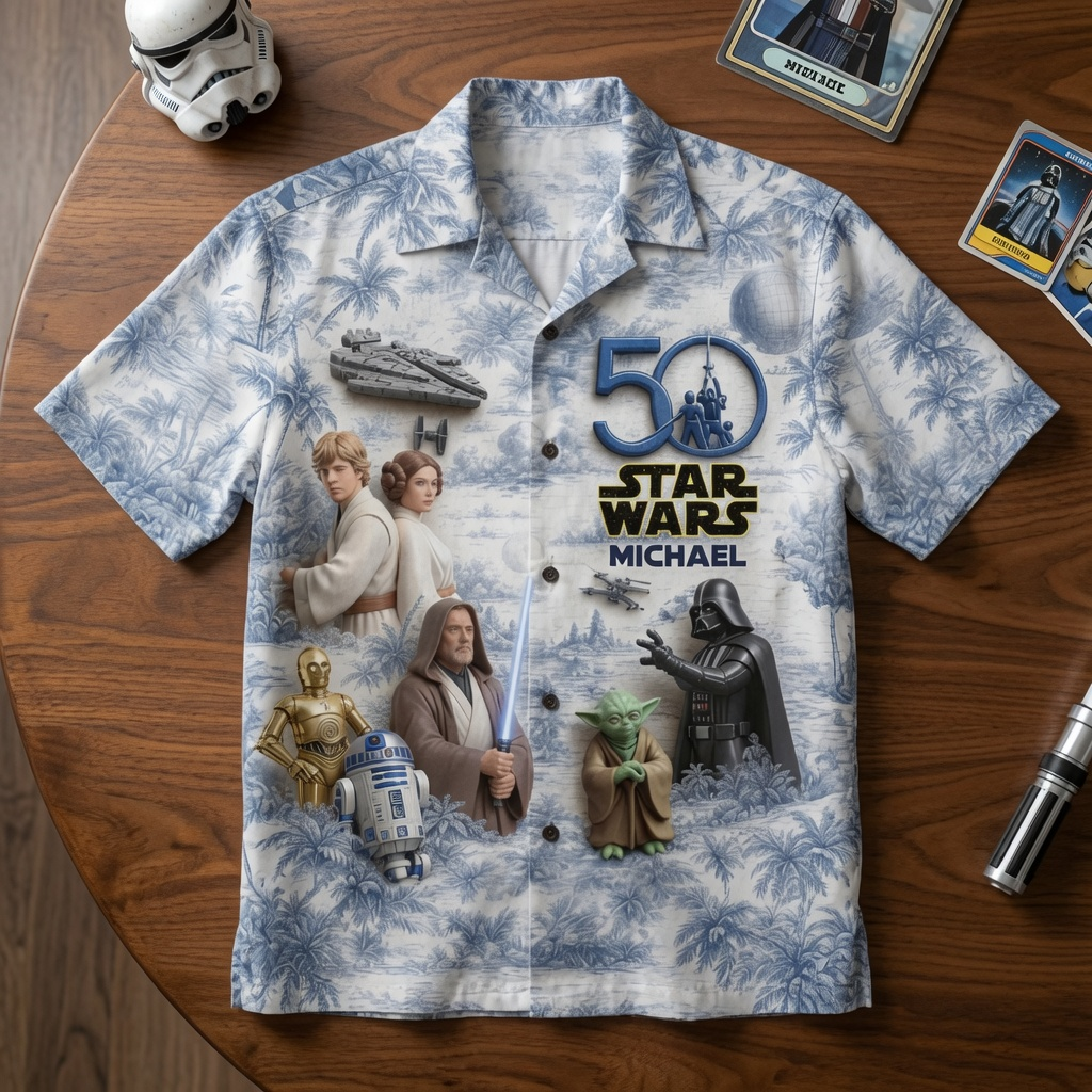 Personalized Star Wars Hawaiian Shirt Custom Name Gift for Movie Fans Hawaiian Shirt GradoCreations