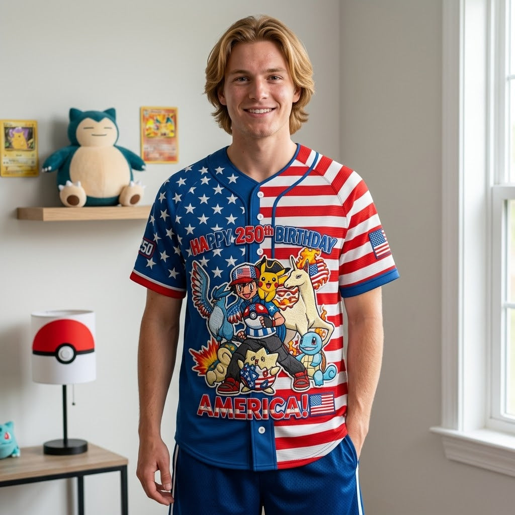 Personalized Baseball Jersey for Movie Fans - 250th America Celebration Gift