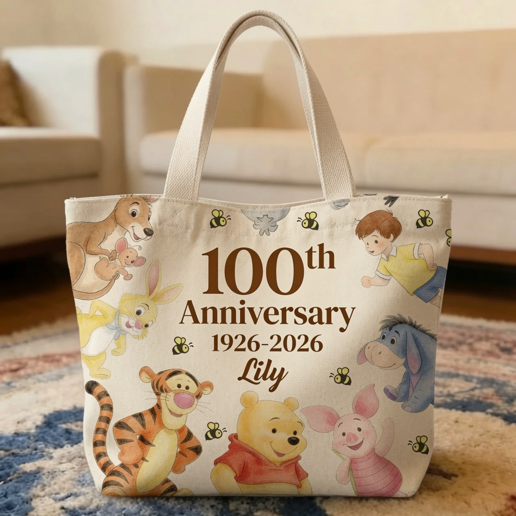Personalized 100th Anniversary Tote Bag with Disney Characters Gift for Kids Tote Bag GradoCreations