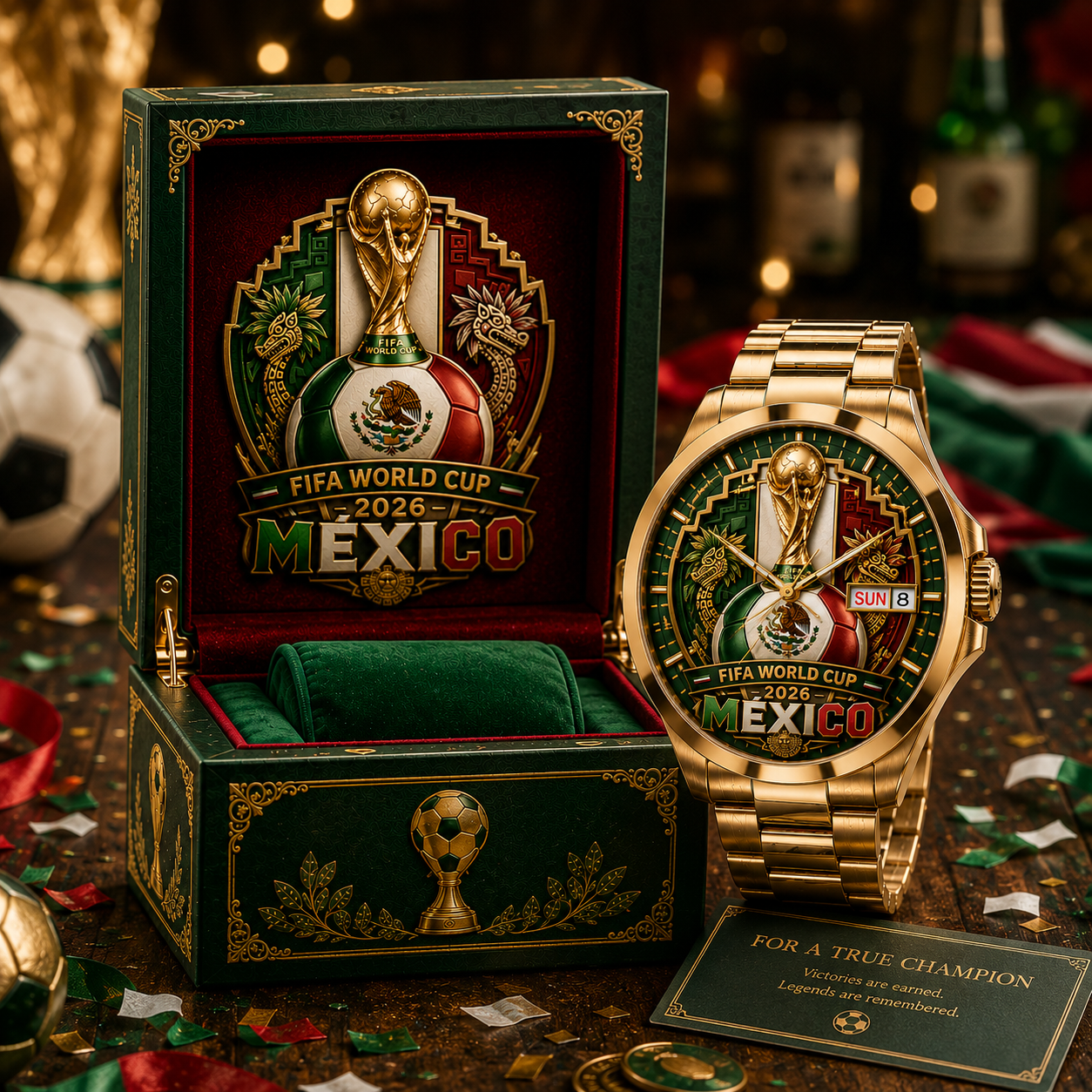 Personalized Mexico 2026 World Cup Men's Watch Gift for Soccer Fans
