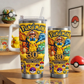 Personalized Pokémon Stainless Steel Tumbler 30th Anniversary Gift for Movie Fans
