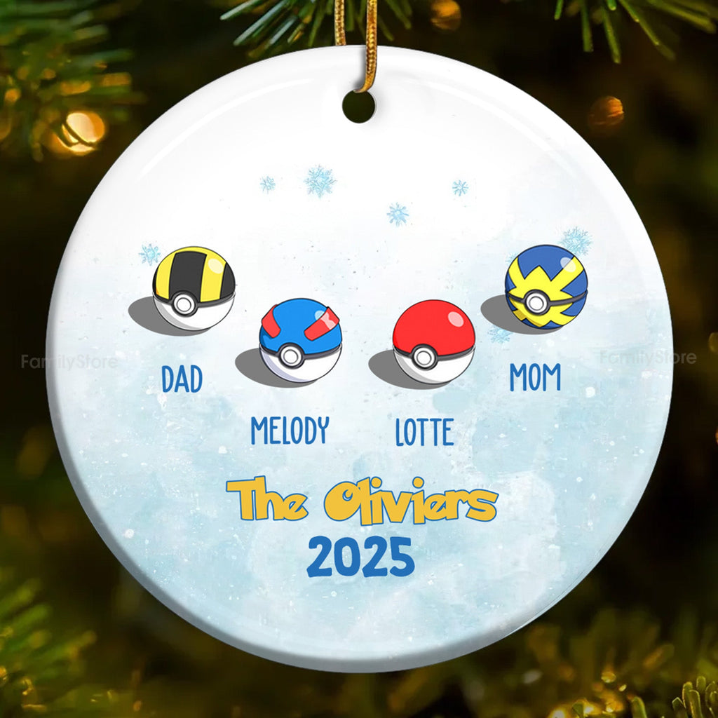 Personalized Ceramic Family Ornament with Custom Names for Christmas