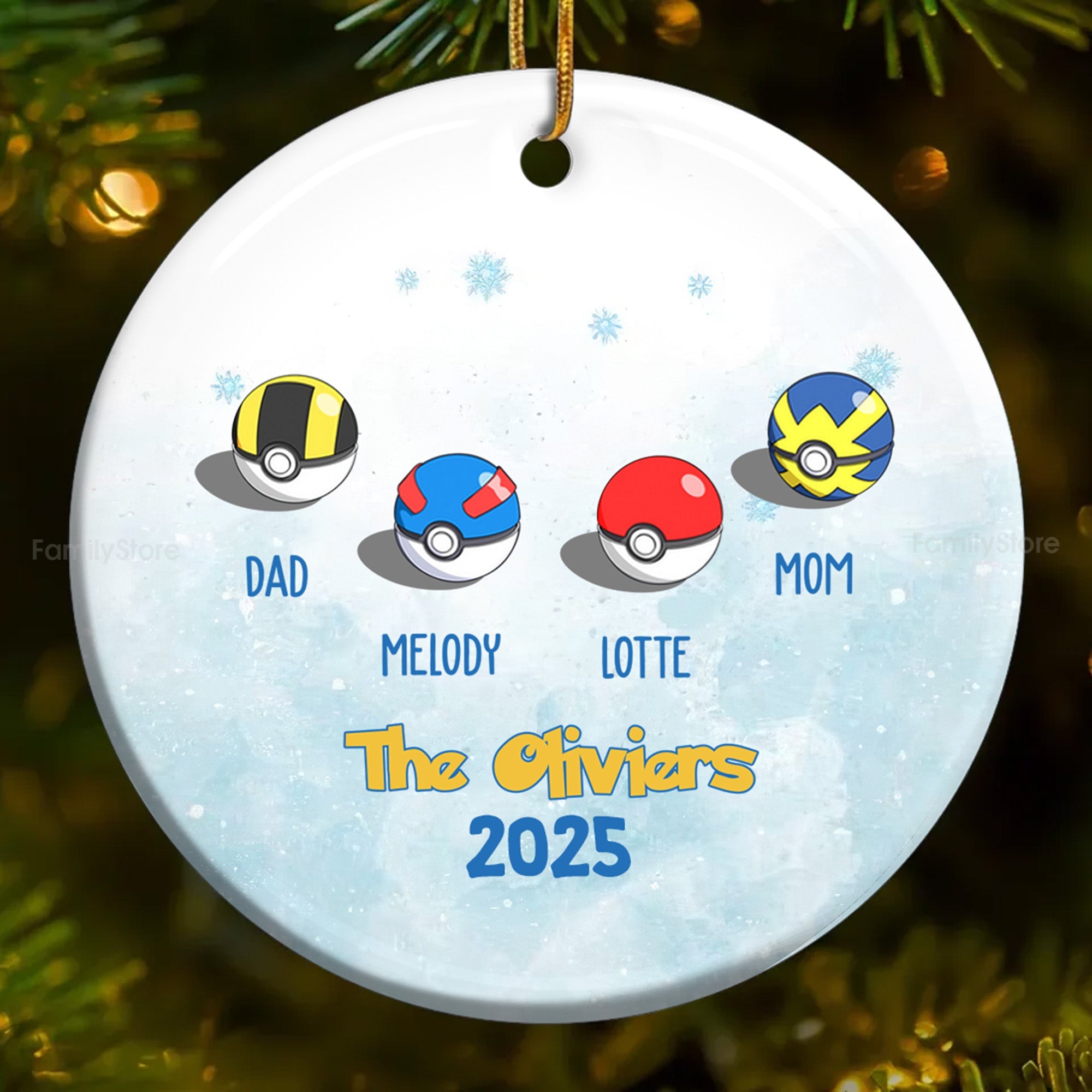 Personalized Ceramic Family Ornament with Custom Names for Christmas