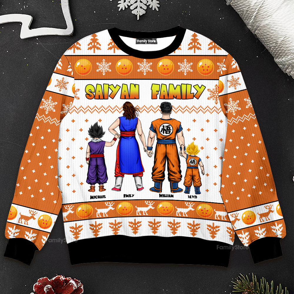 Personalized Saiyan Family Christmas Ugly Sweater Gift