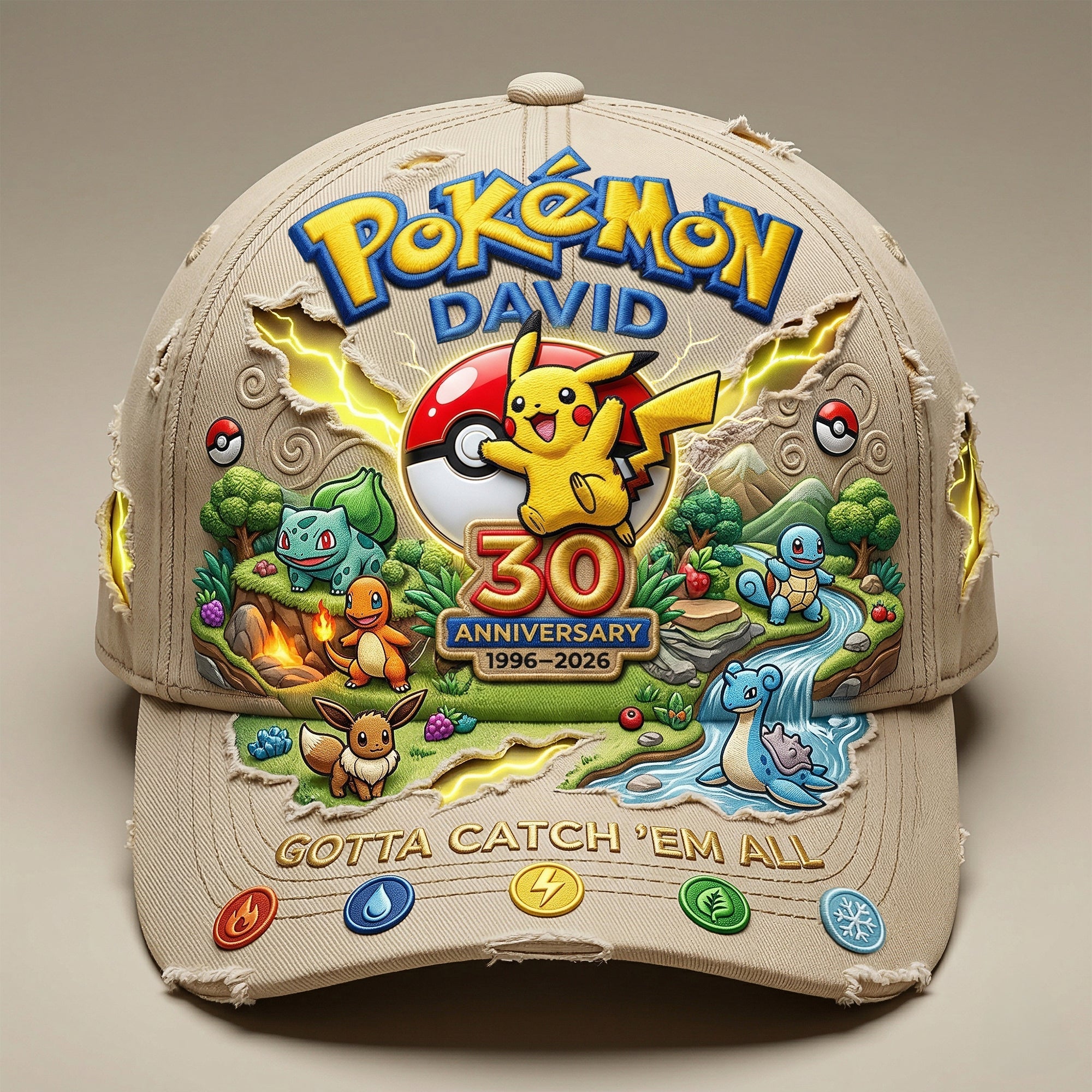Personalized Pokémon 30th Anniversary Cap Custom Name Gift
