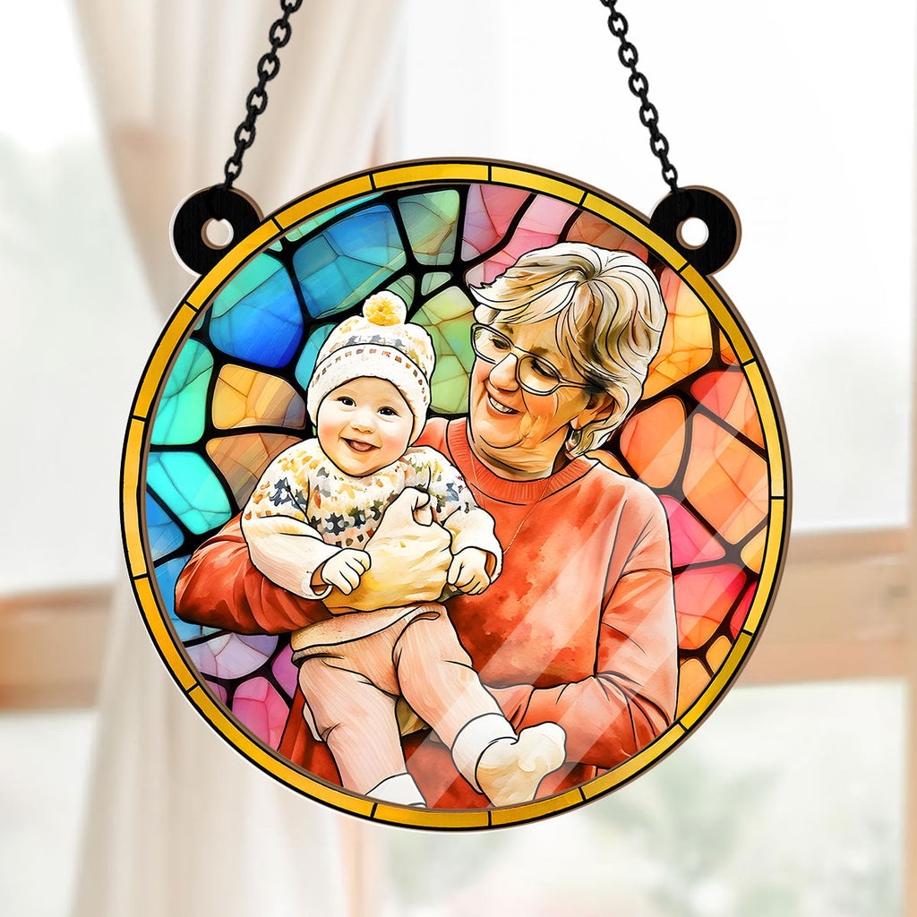 Personalized Photo Suncatcher for Grandma with Kids - Unique Gift