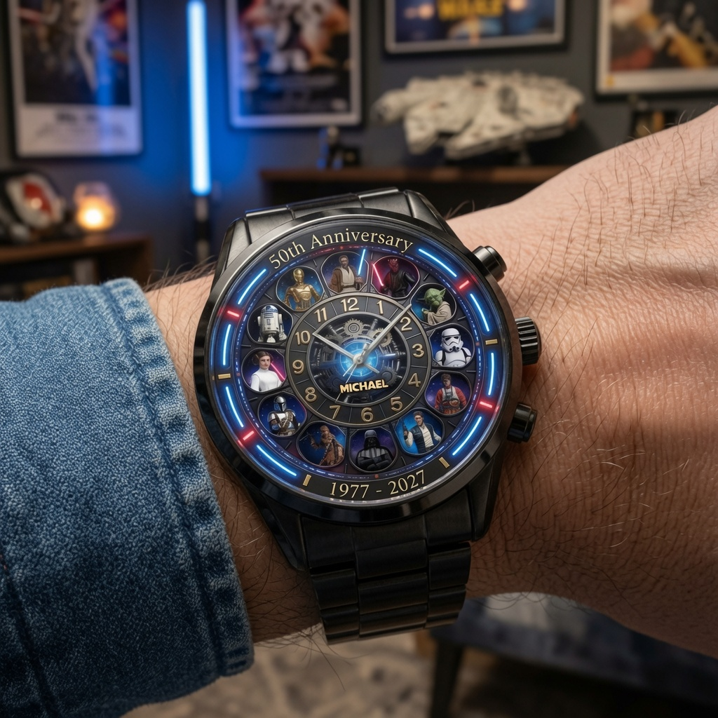 Personalized Galaxy Star Hand Watch Custom Name Gift for Anniversary Hand Watch GradoCreations