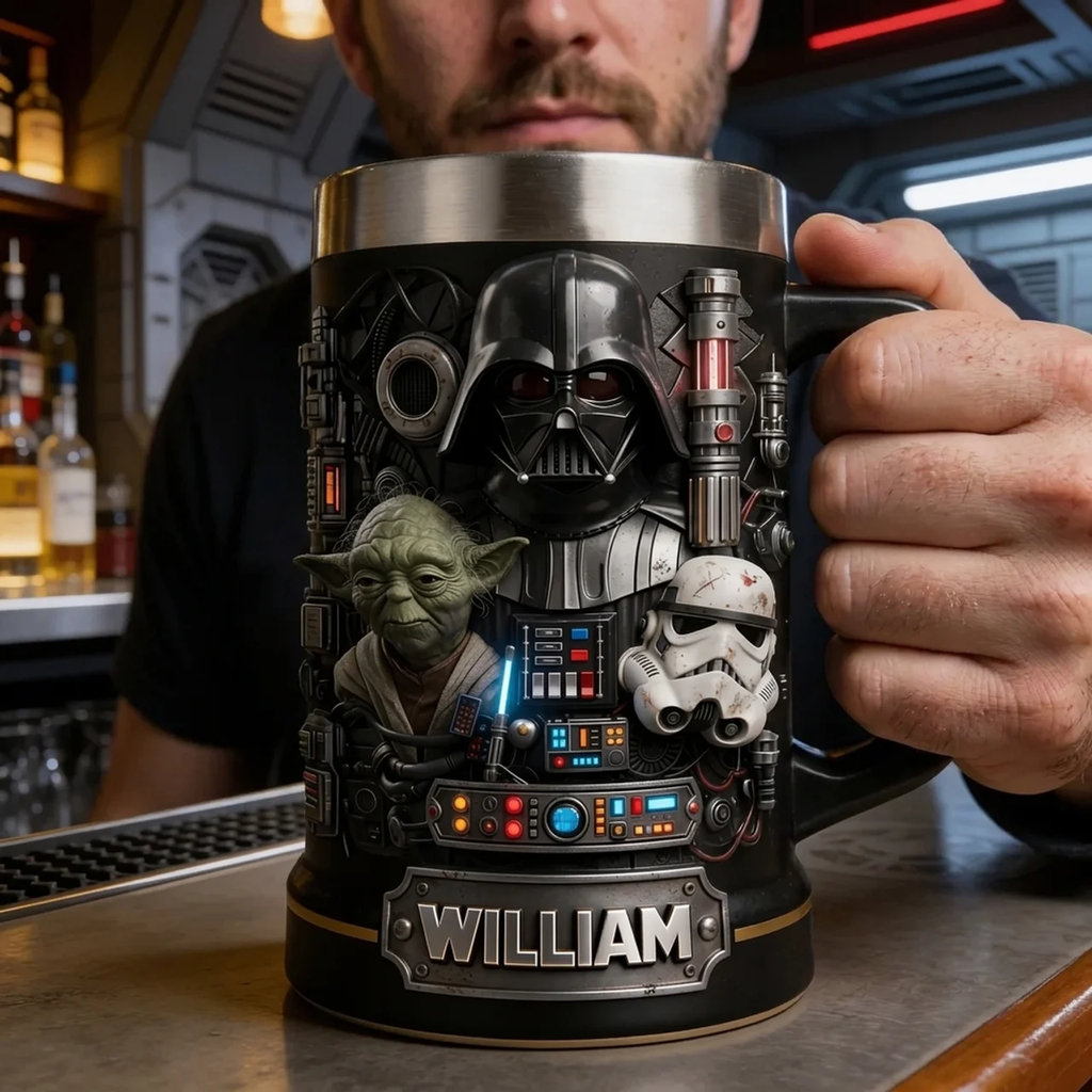 Personalized Star Wars Beer Stein Custom Name Gift for Movie Fans Beer Glass GradoCreations