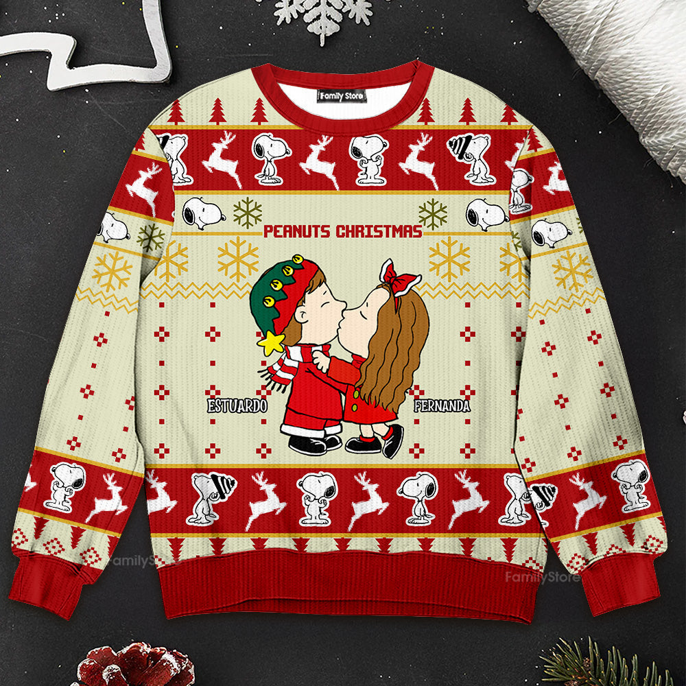 Personalized Peanuts Christmas Ugly Sweater Gift for Couple