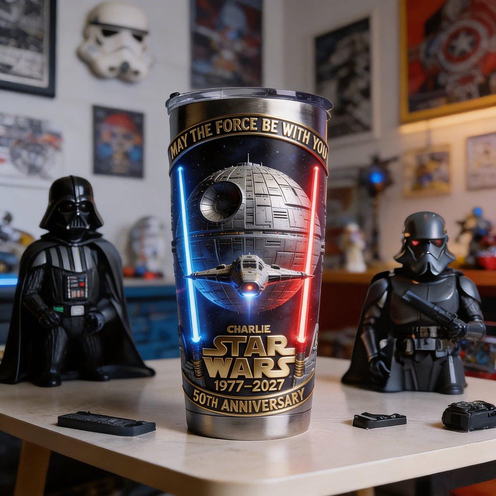 Personalized Star Wars 50th Anniversary Tumbler Gift for Movie Fans