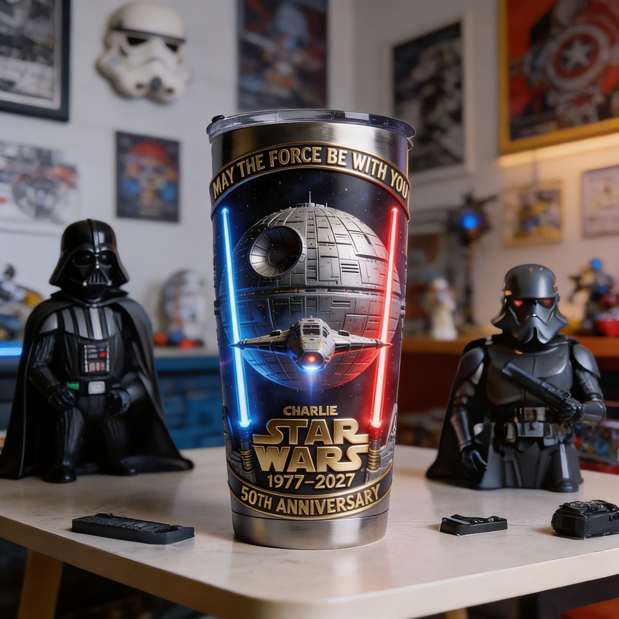 Personalized Star Wars 50th Anniversary Tumbler Gift for Movie Fans