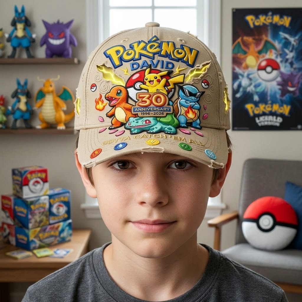 Personalized 30th Anniversary Pokémon Cap Custom Name Gift