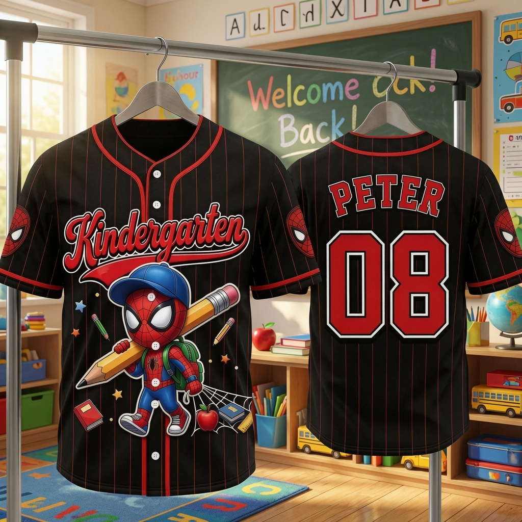 Personalized Spider-Man Baseball Jersey Custom Name Kids Gift Back to School Kid Baseball Jersey GradoCreations