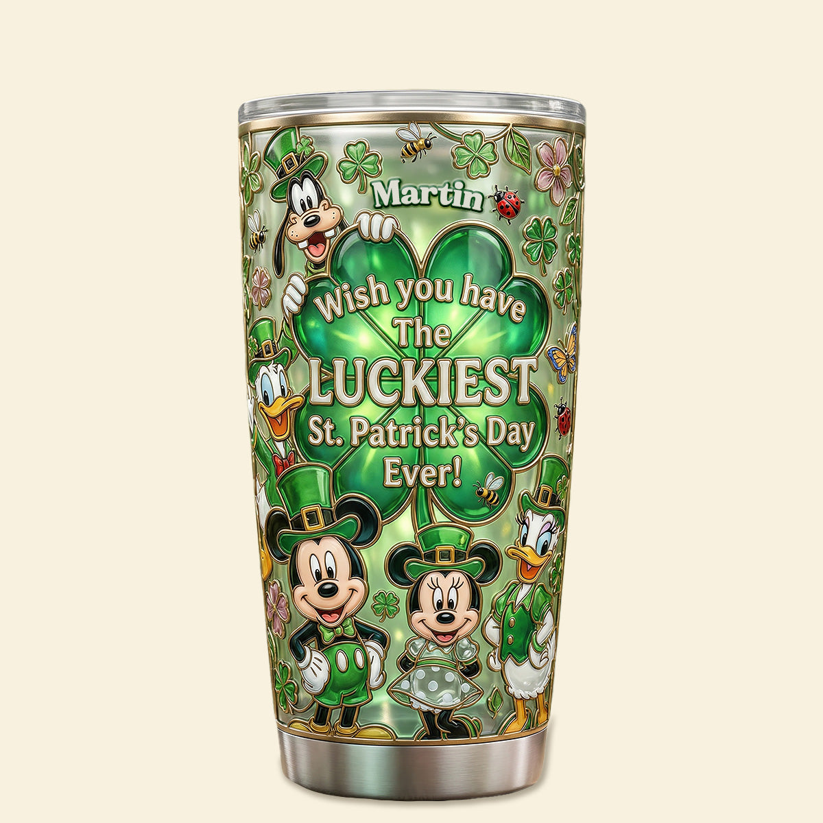 Personalized St. Patrick's Day Tumbler with Lucky Design Gift for Movie Fans