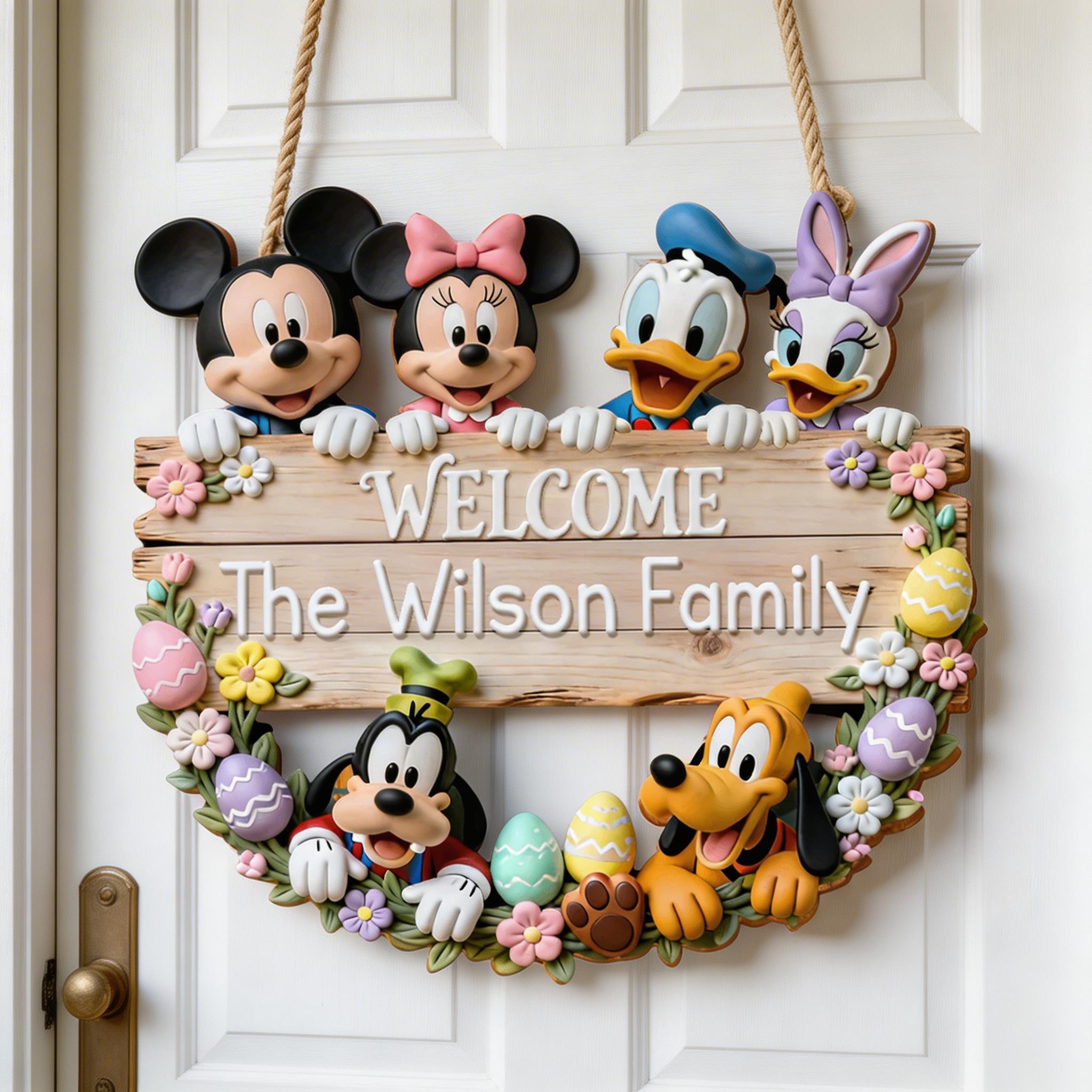 Personalized Family Welcome Sign Custom Wood Decor Gift for Easter