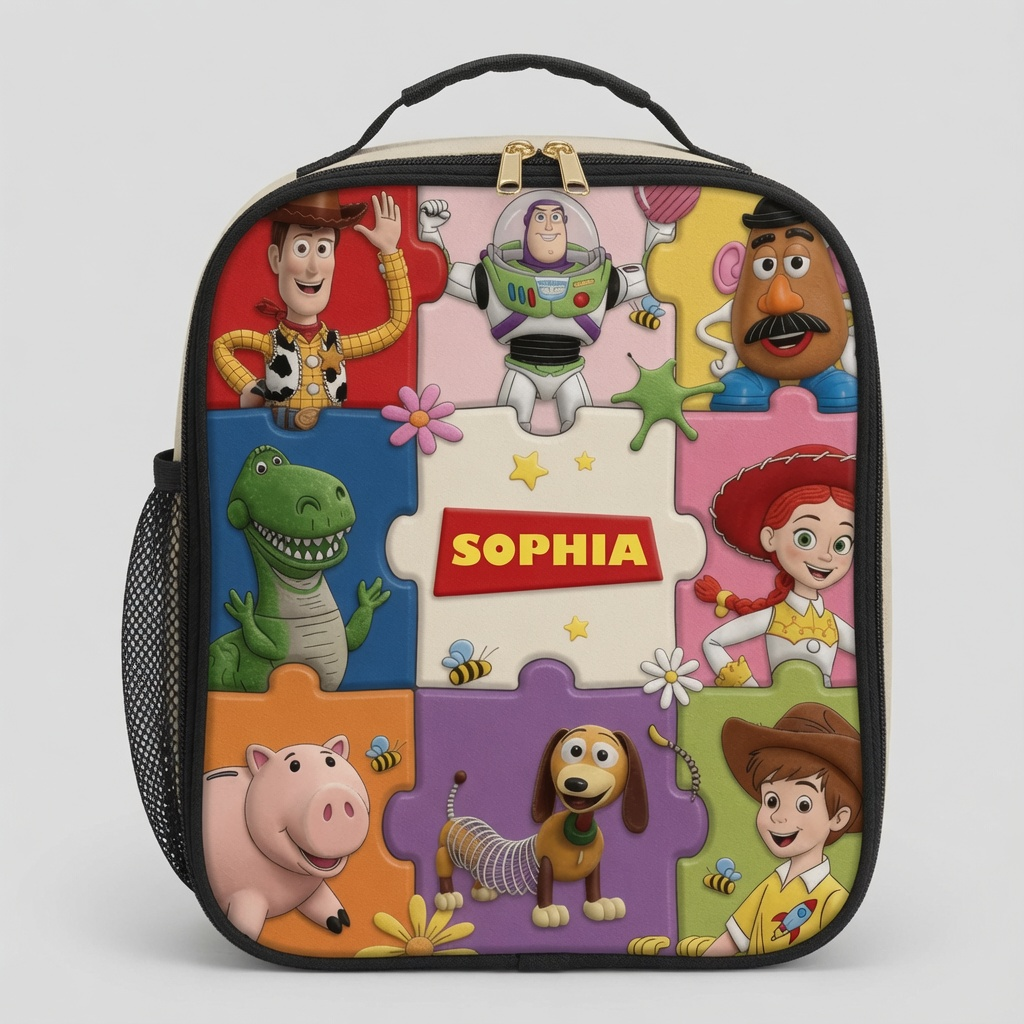Personalized Cartoon Backpack Lunch Bag Water Bottle Set for Kids