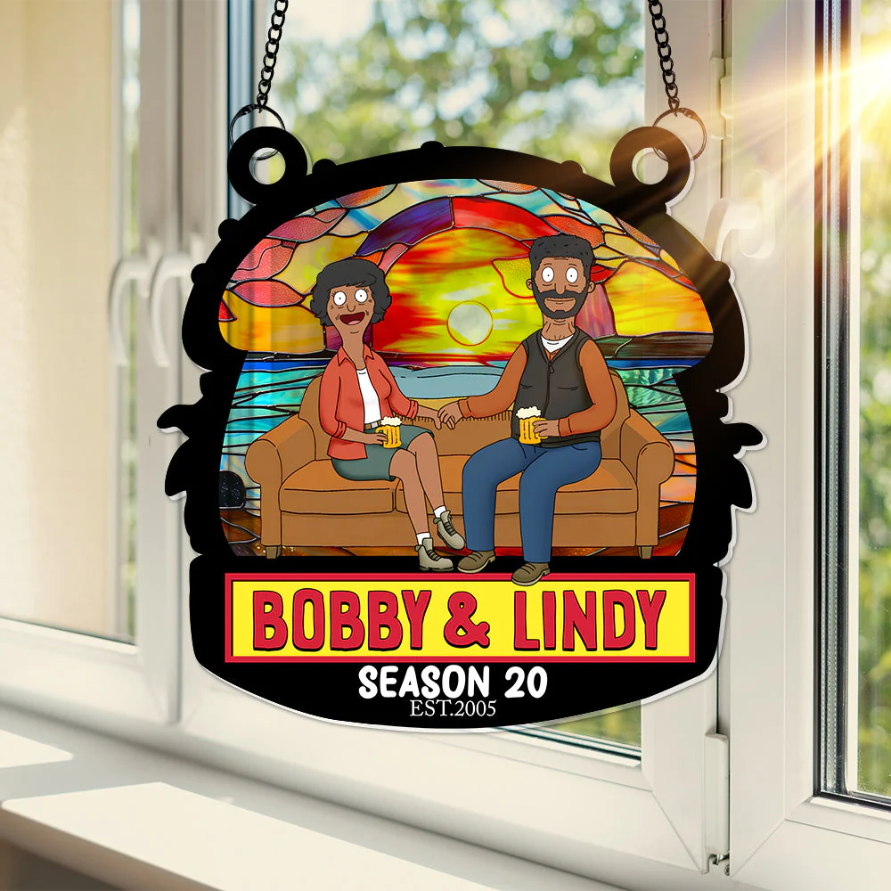Personalized Burger Couple Suncatcher Ornament for Home Decor