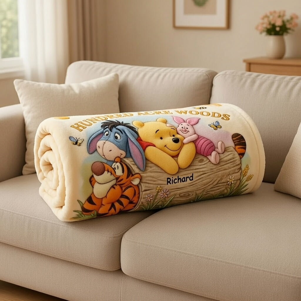 Personalized Woodland Friends Blanket Custom Name Gift for Anniversaries