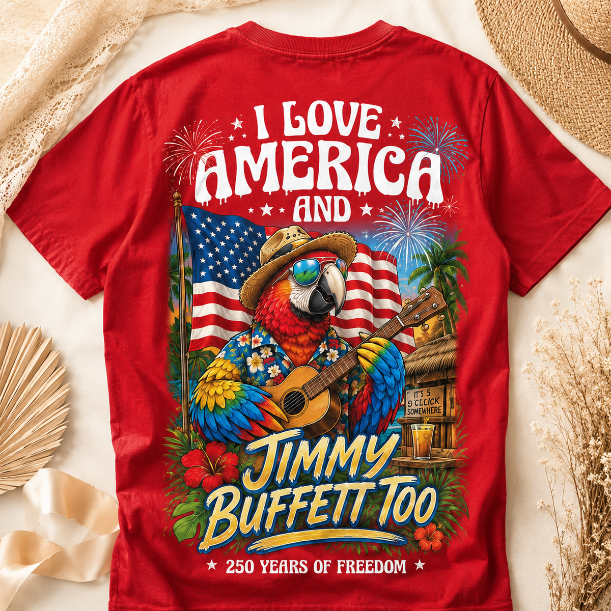 Personalized Patriotic Tropical Parrot Shirt Gift for Family