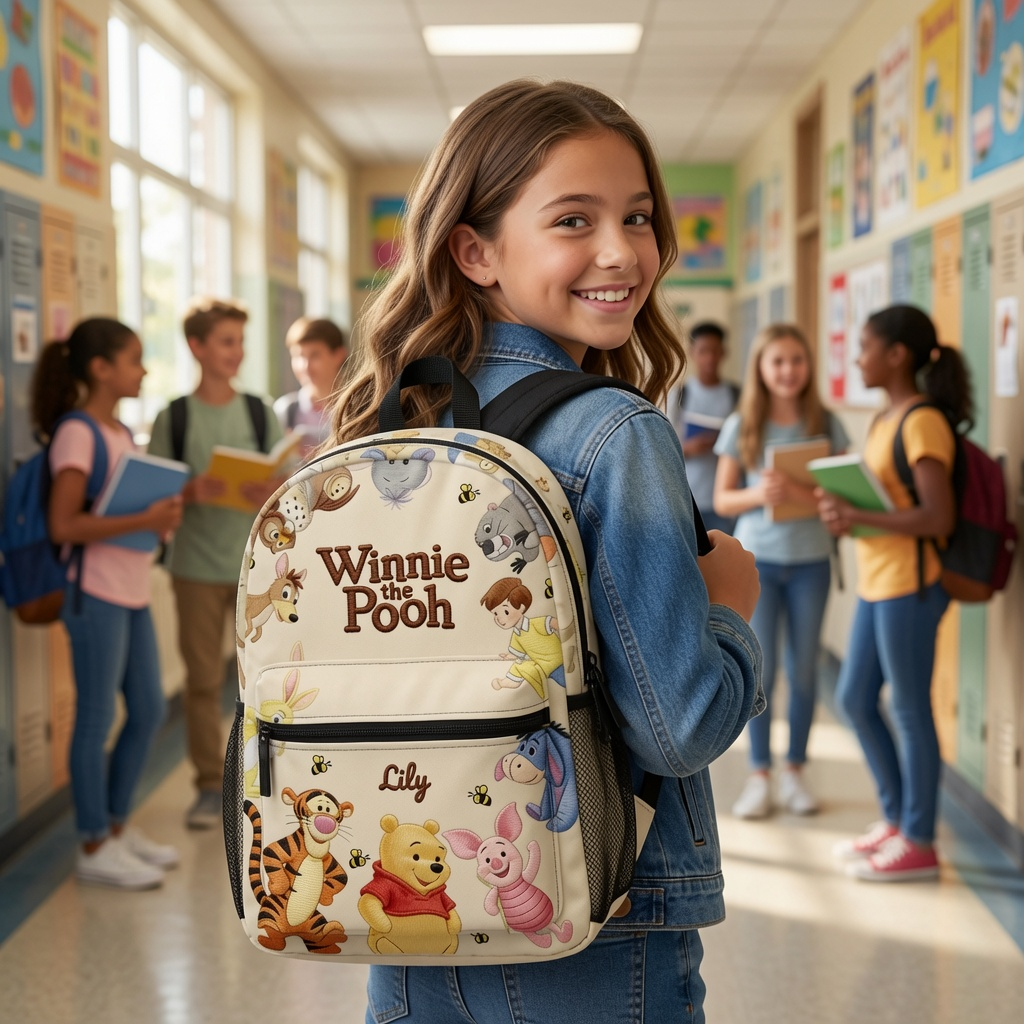 Personalized Winnie the Pooh Backpack Custom Name Gift for Kids