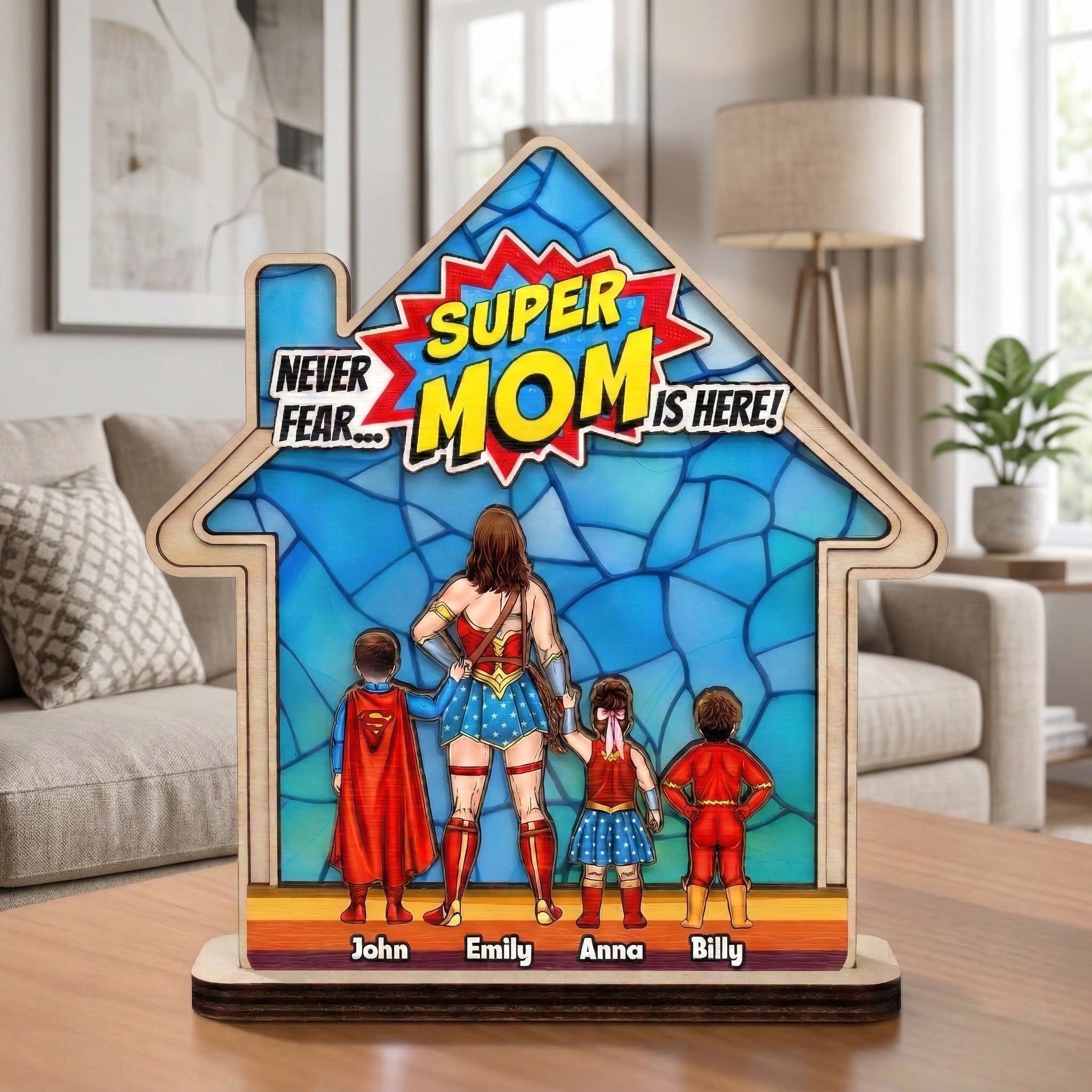 Personalized Super Mom Wooden Plaque Gift for Mom Wood Plaque GradoCreations