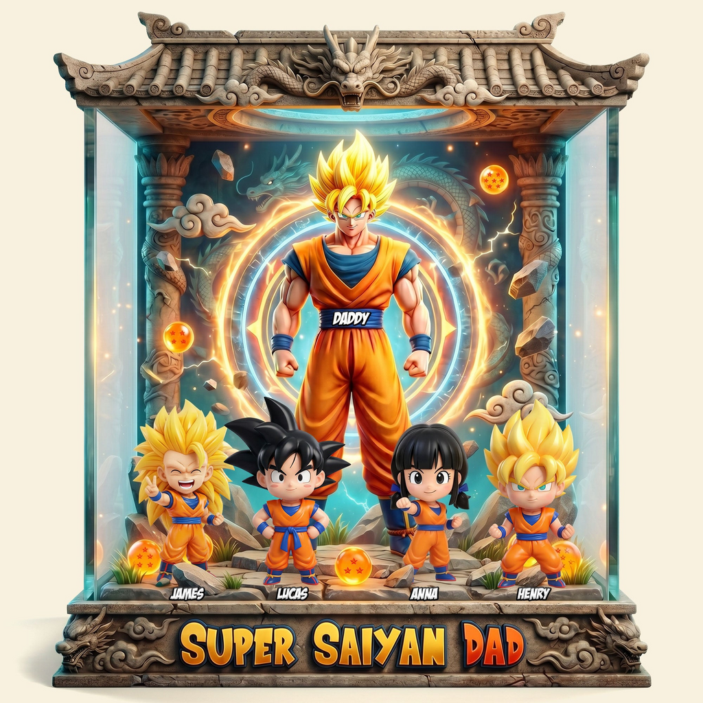 Personalized Super Saiyan Dad Acrylic Plaque Gift for Father's Day
