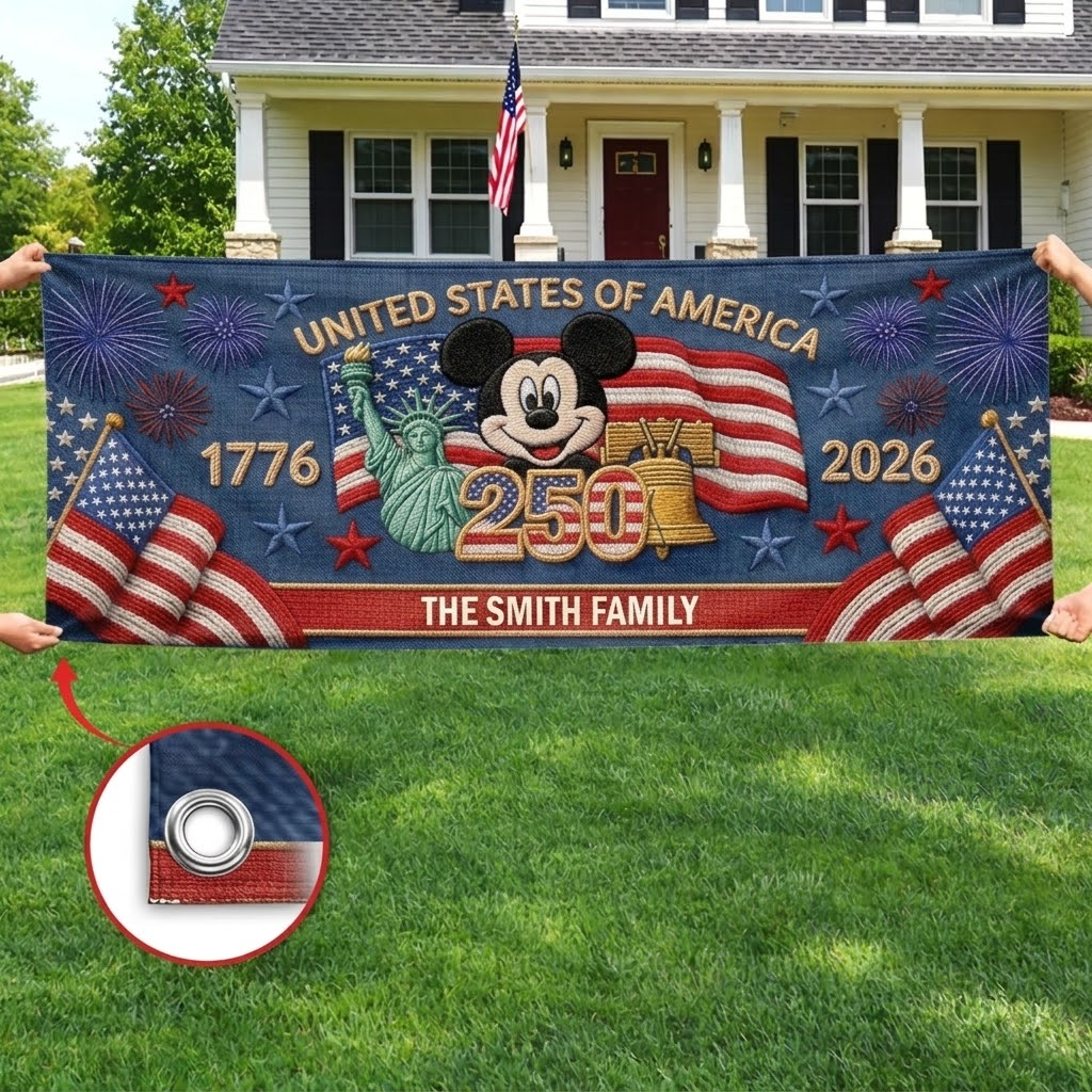 Personalized Outdoor Banner USA 250 Years Custom Family Gift