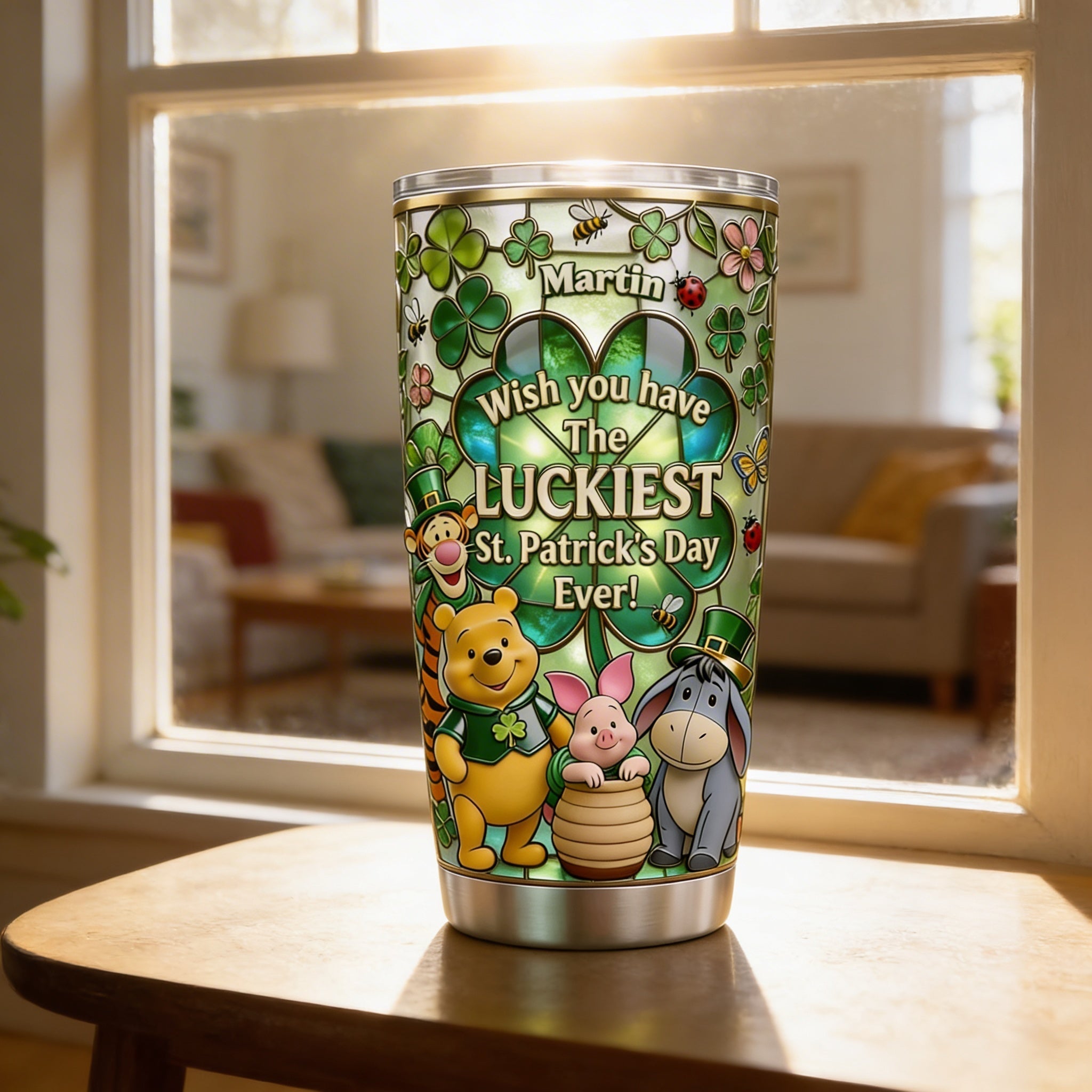 Personalized St. Patrick's Day Tumbler with Lucky Design - Custom Gift
