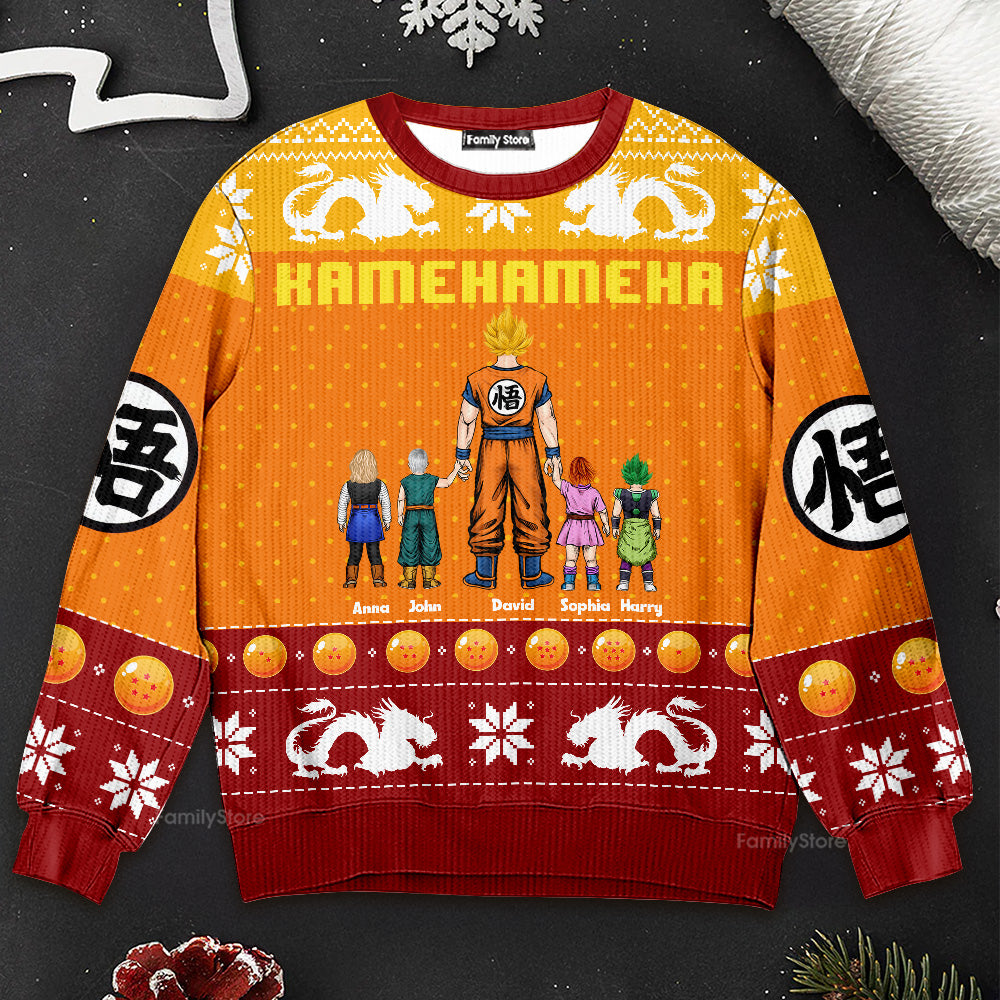 Personalized Kamehameha Ugly Sweater Gift for Dad or Grandpa