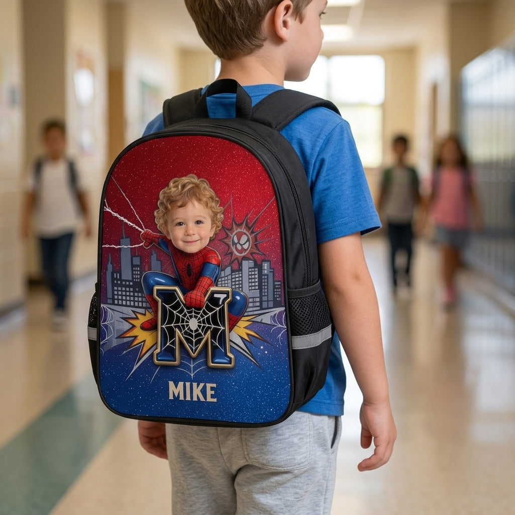 Custom Photo Kid Hero Backpack Set - Personalized Gift for Kids