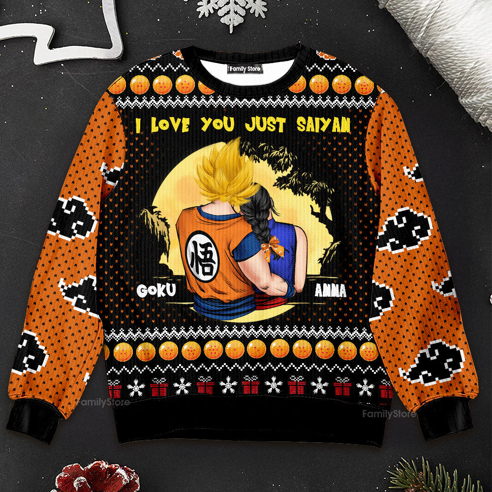 Personalized I Love You Just Saiyan Ugly Sweater Gift for Couples