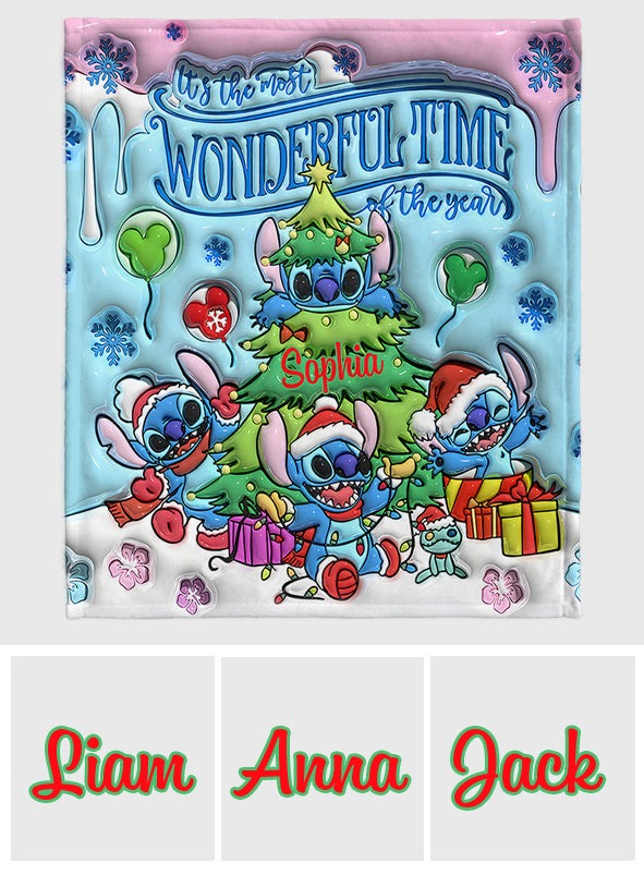 Personalized Christmas Blanket with Fun Characters for Kids Gift