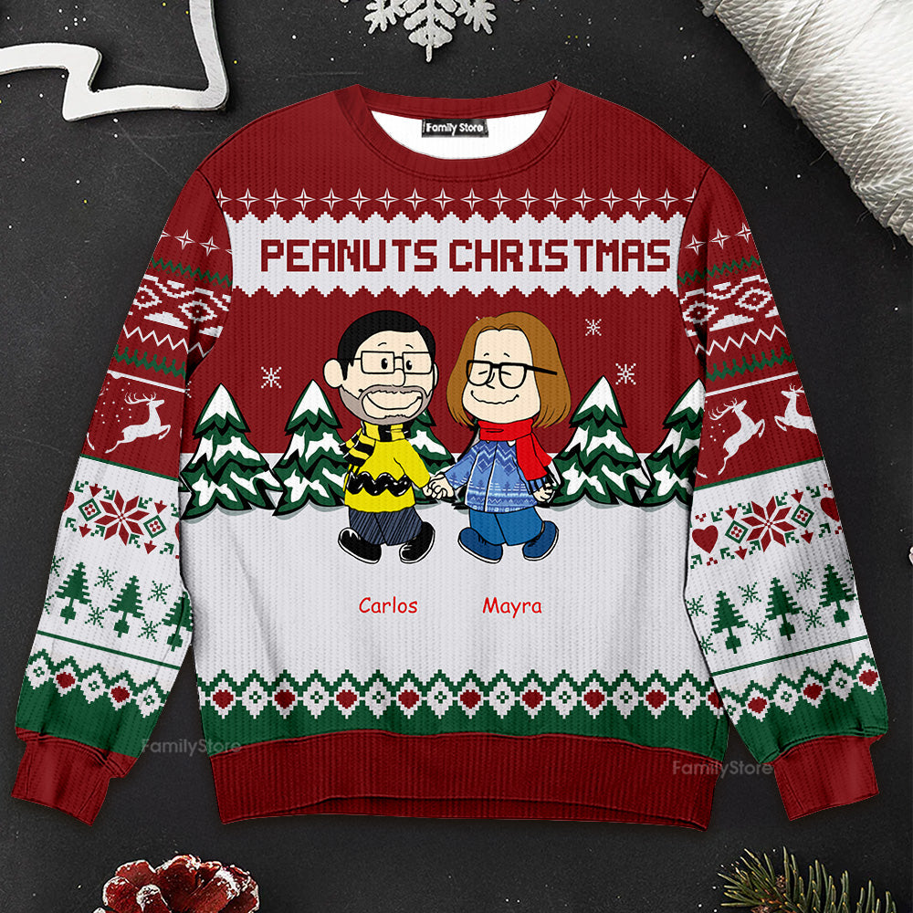 Personalized Peanuts Christmas Ugly Sweater for Couples Gift