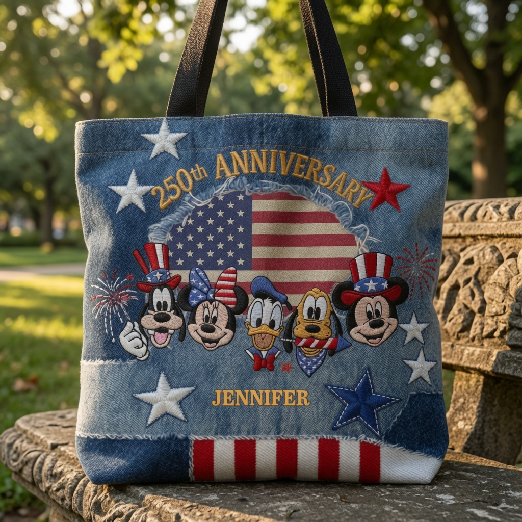 Personalized Independence Day Tote Bag Custom Name Gift for Patriots