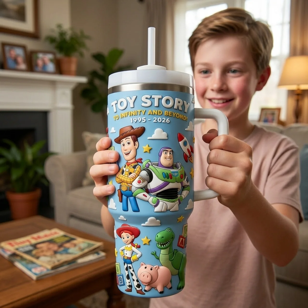 Personalized Toy Story Tumbler With Handle Gift for Movie Fans