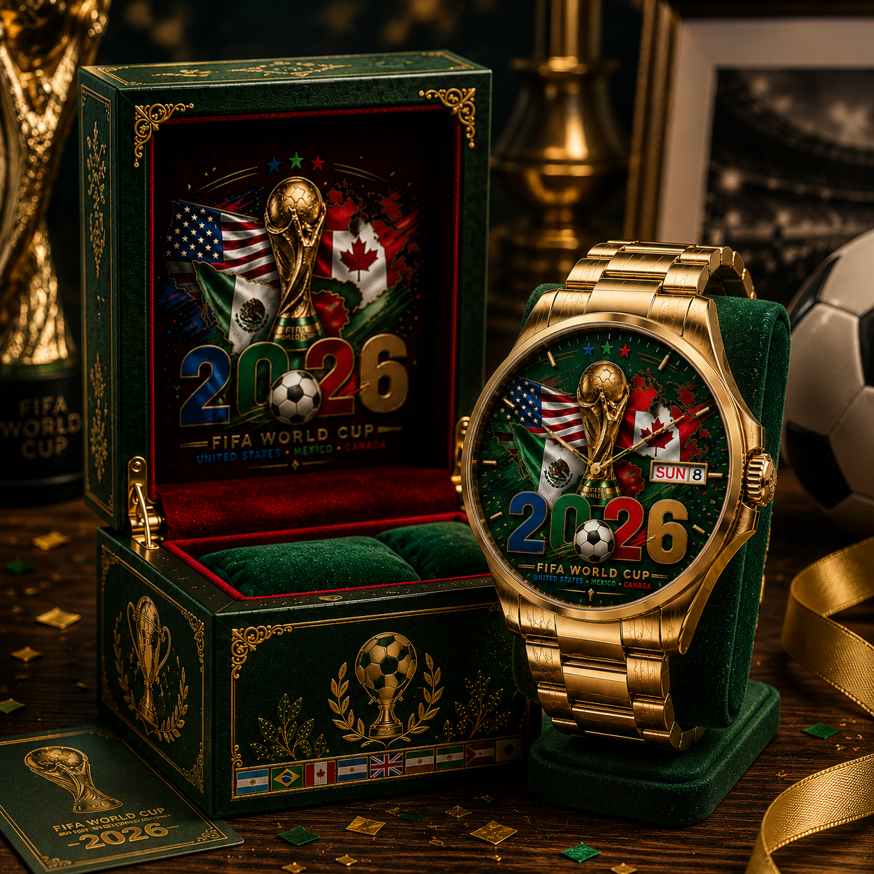 Men's Soccer Watch Featuring 2026 World Cup Host Countries - Ideal Gift for Fans