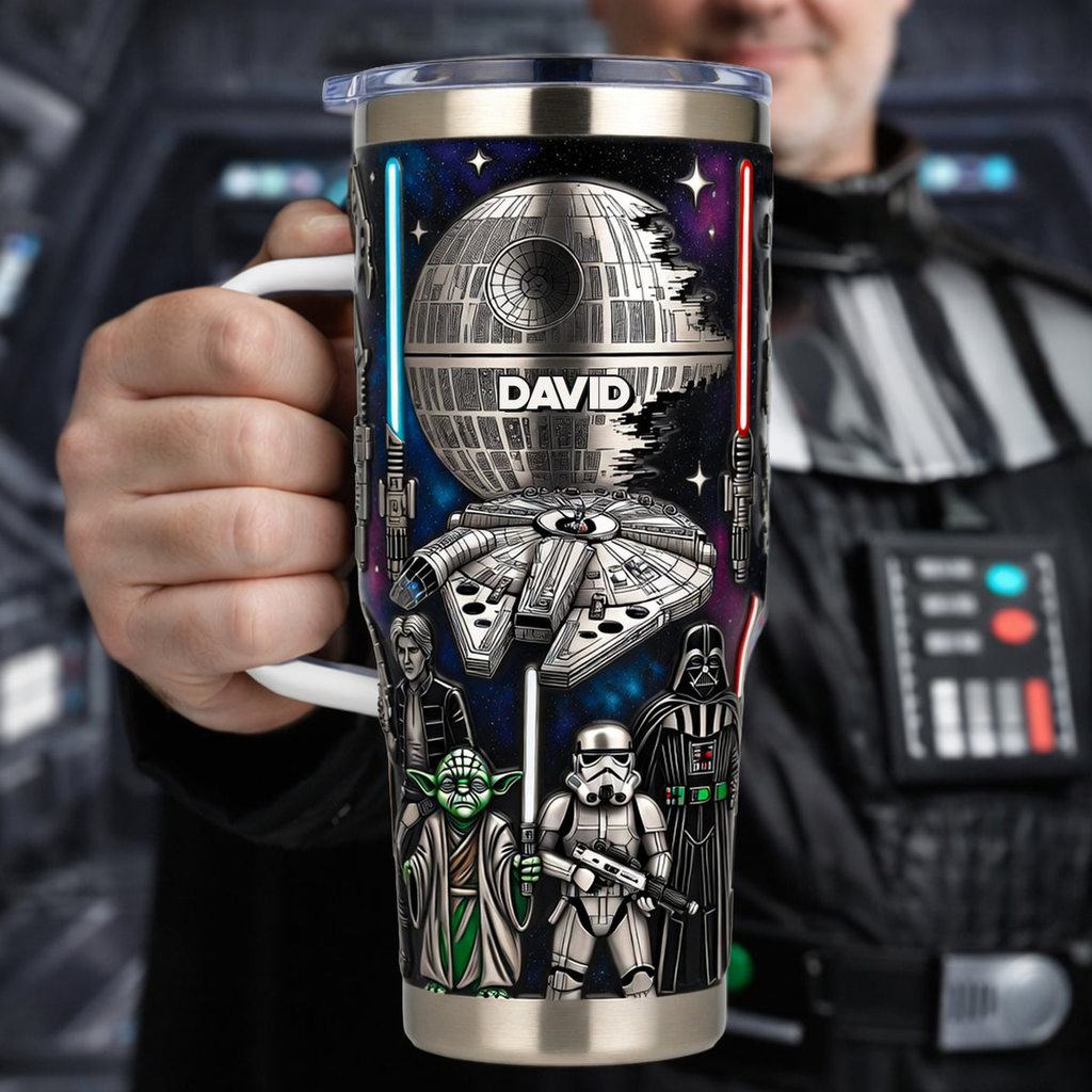 Personalized Galaxy Star Wars Tumbler Custom Name Gift for Movie Fans