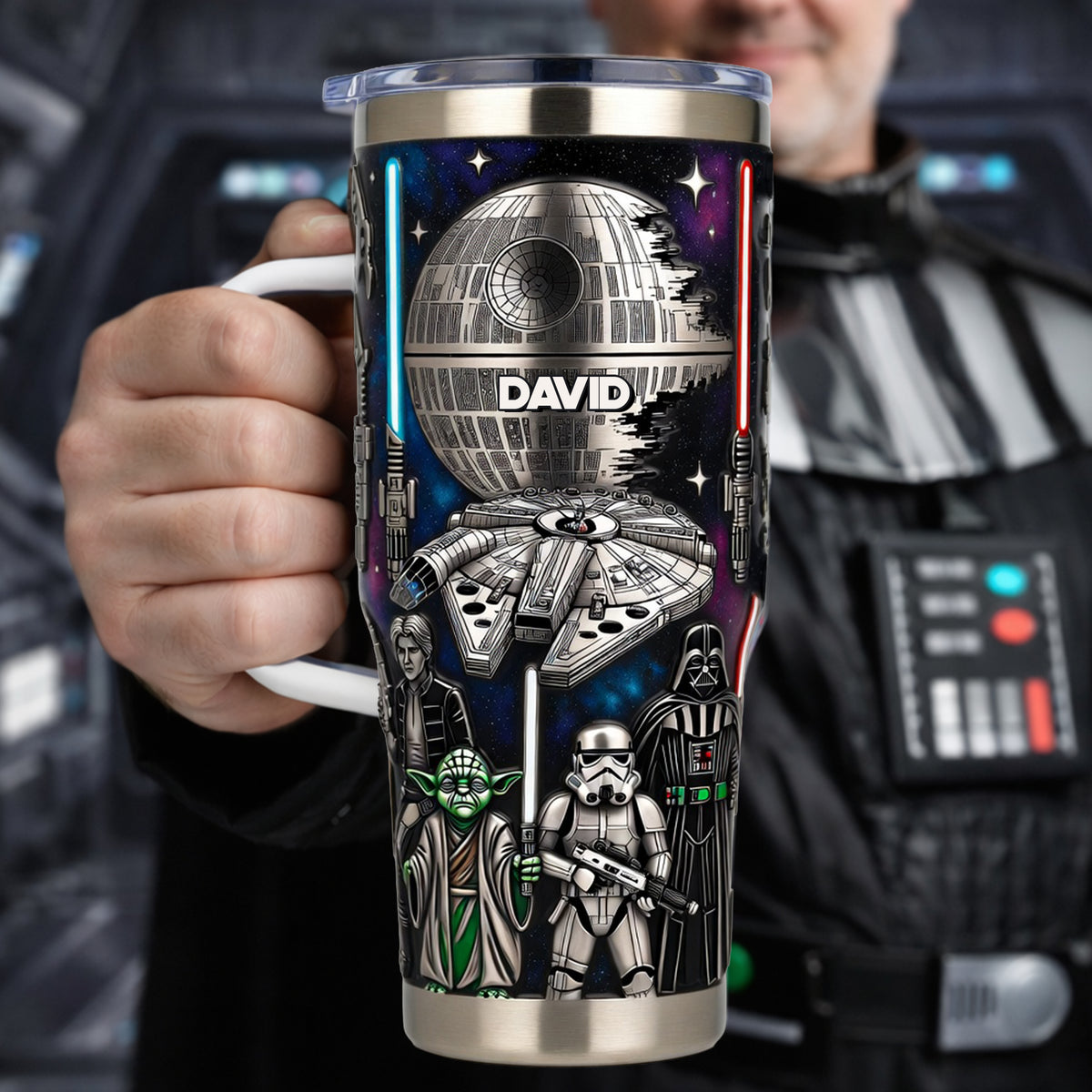 Personalized Galaxy Star Wars Tumbler Custom Name Gift for Movie Fans