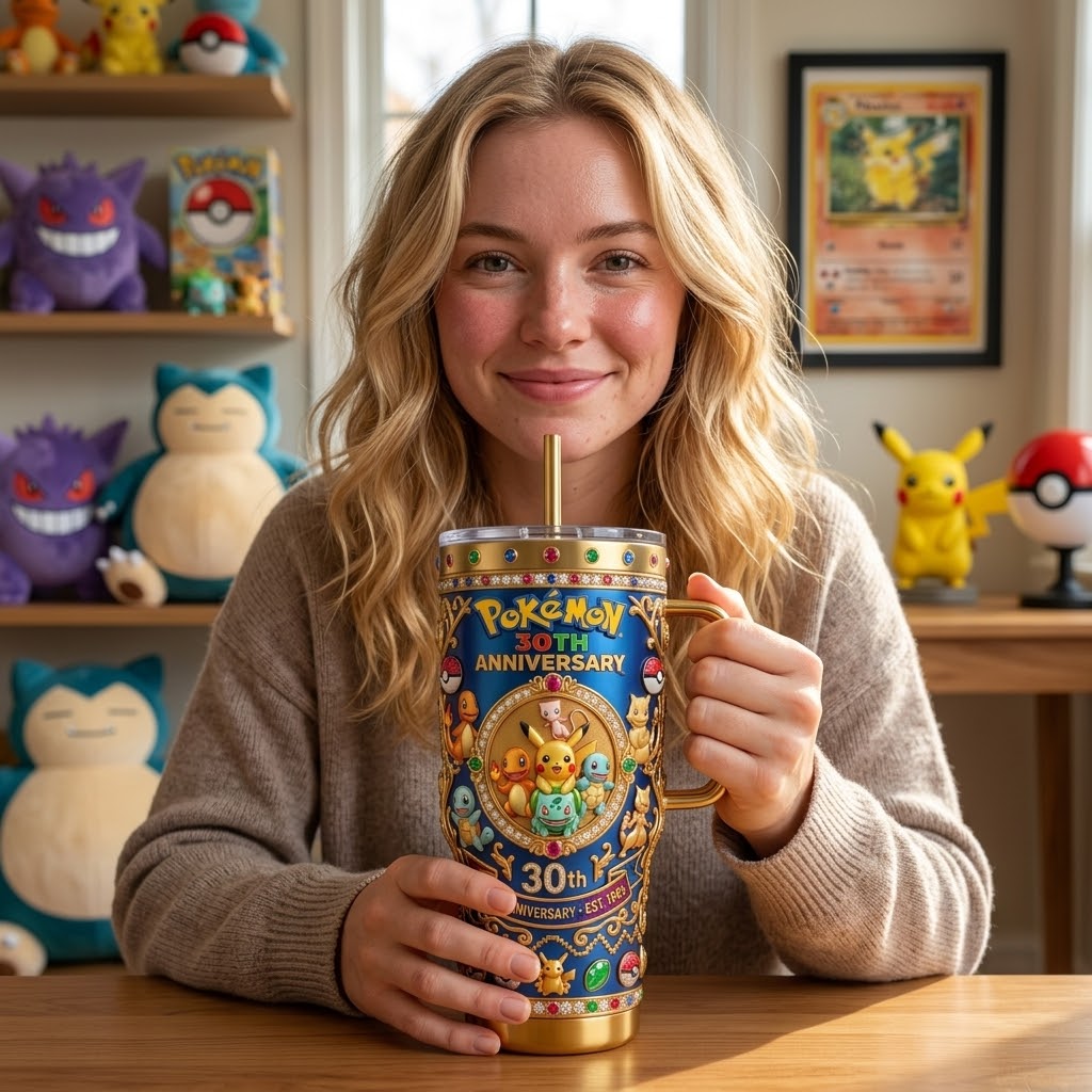 Personalized Pokémon 30th Anniversary Tumbler Cup | Custom Gift for Movie Fans