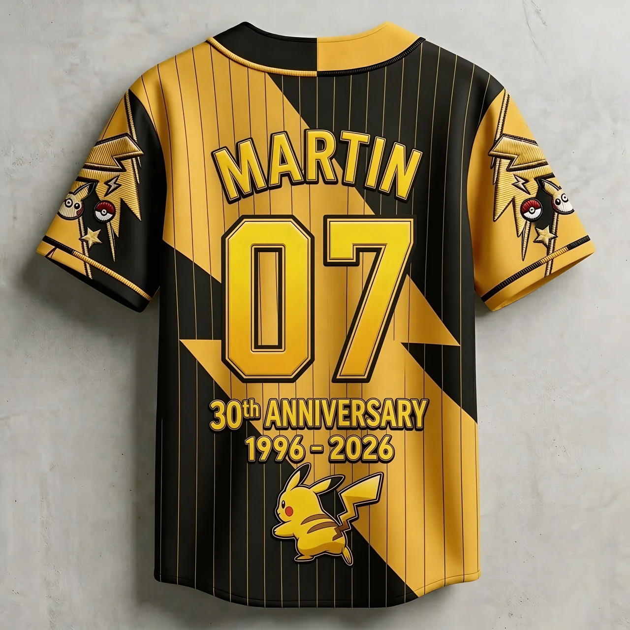 Personalized Pokémon Baseball Jersey Custom Name Gift for Movie Fans
