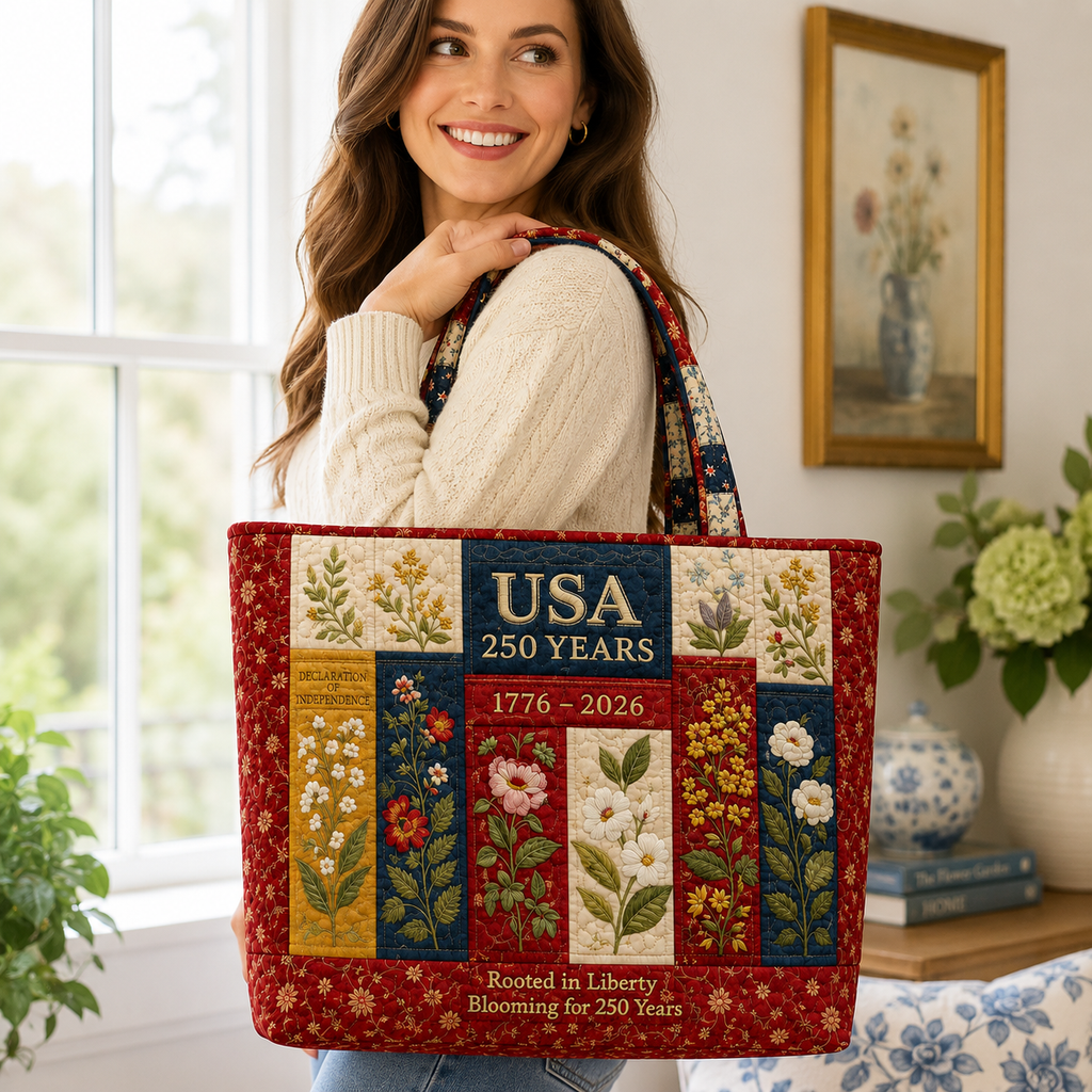 USA 250th Anniversary Quilted Tote Bag Gift for Her