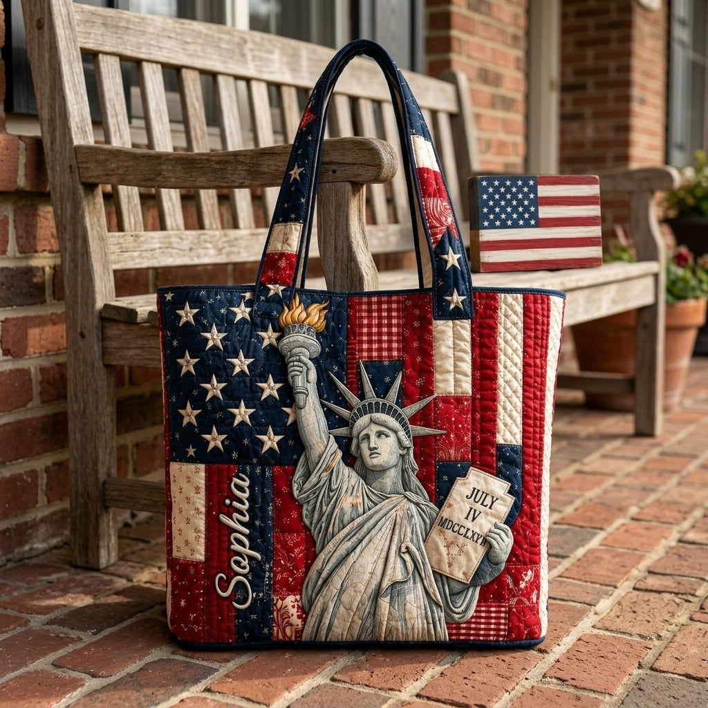 Personalized Statue of Liberty Quilted Tote Bag Gift for Her