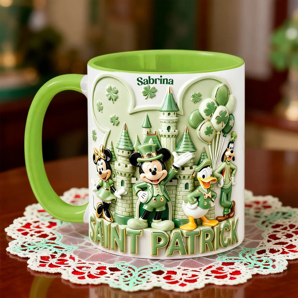 Personalized St. Patrick's Day Mug with Mickey Mouse Design Gift for Her