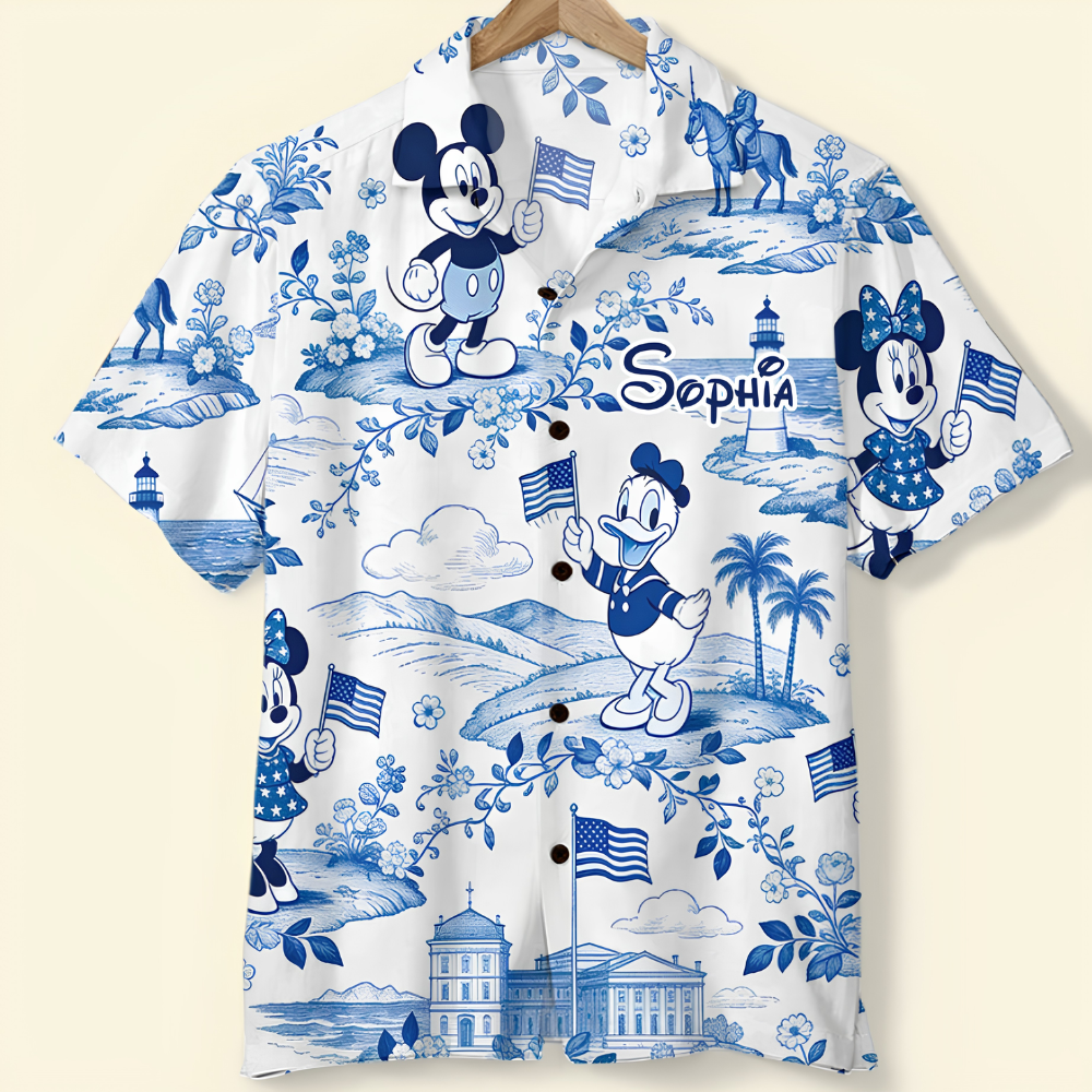 Personalized Hawaiian Shirt with Disney Characters for Independence Day Celebration Hawaiian Shirt GradoCreations
