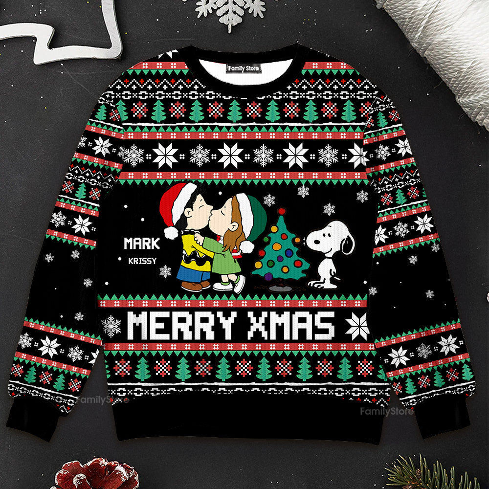 Personalized Merry Christmas Ugly Sweater Gift for Couple